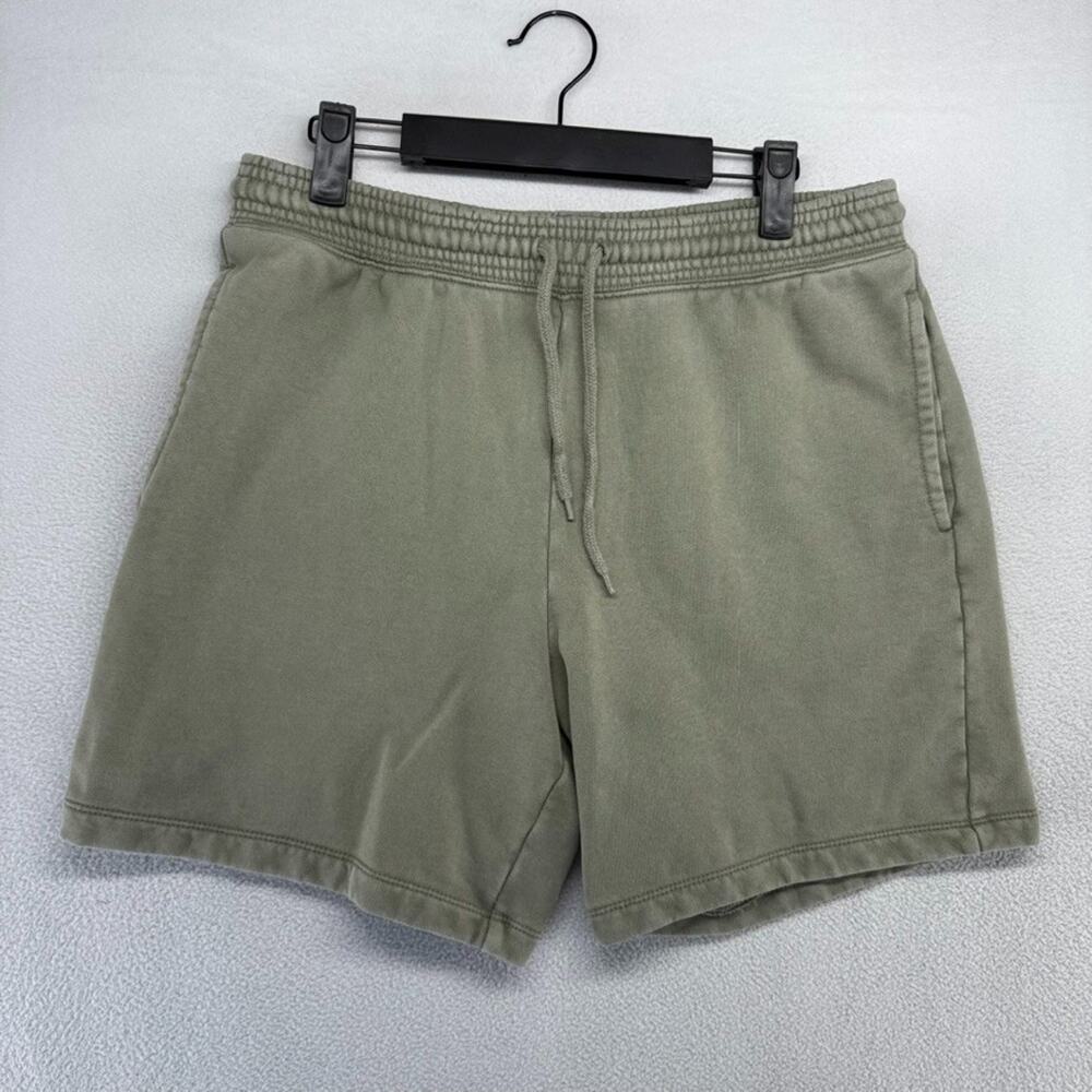 Gap Shorts Men's Small Green Cotton Sweat Elastic Waist Terry Pockets Faded Wash